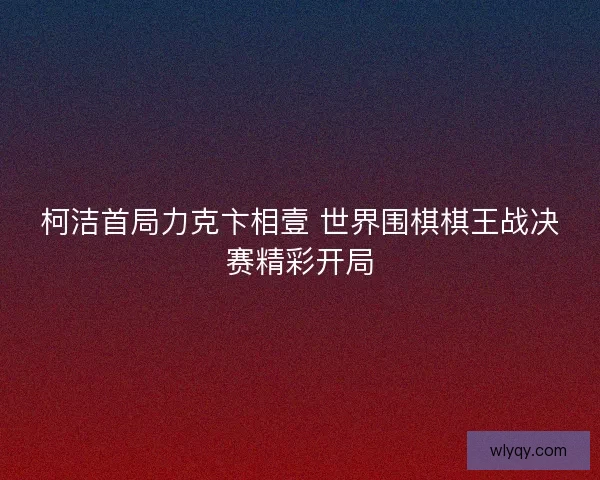 柯洁首局力克卞相壹 世界围棋棋王战决赛精彩开局